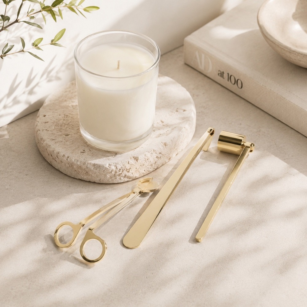 Threshold 3pc Gold Candle Accessory Set Stainless Steel Wick Trimmer Snuffer Set